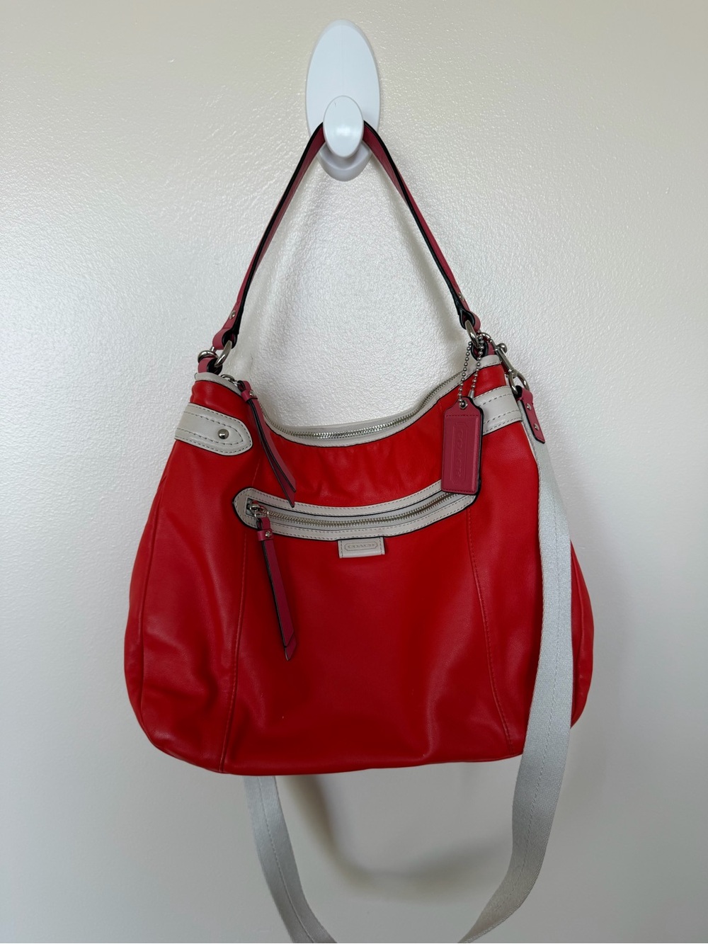 COACH Siasy Spectator Leather Hobo F23903 Vermillion Multicolor